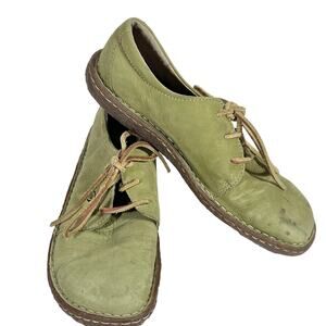 BORN Oxford Shoes Women 8.5 Handcrafted Green Suede Leather Derby Used